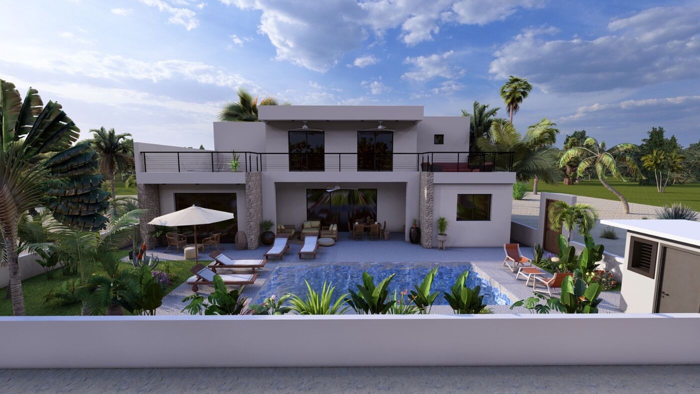 Rendu 3D villa moderne avec piscine